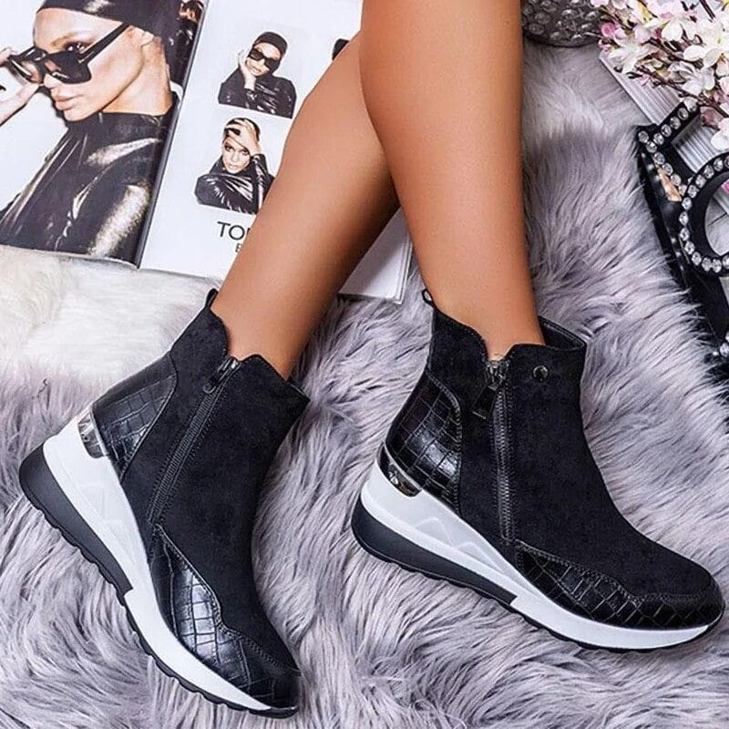 Lavinque Boots Noir / 36 Bottines Sneakers à Talon Compensé | Mode | Élégance et Confort