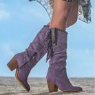 Lavinque Boots Pourpre / 34 Bottes Western à Franges | Style Bohème & Élégance | Idéales pour Toutes Saisons