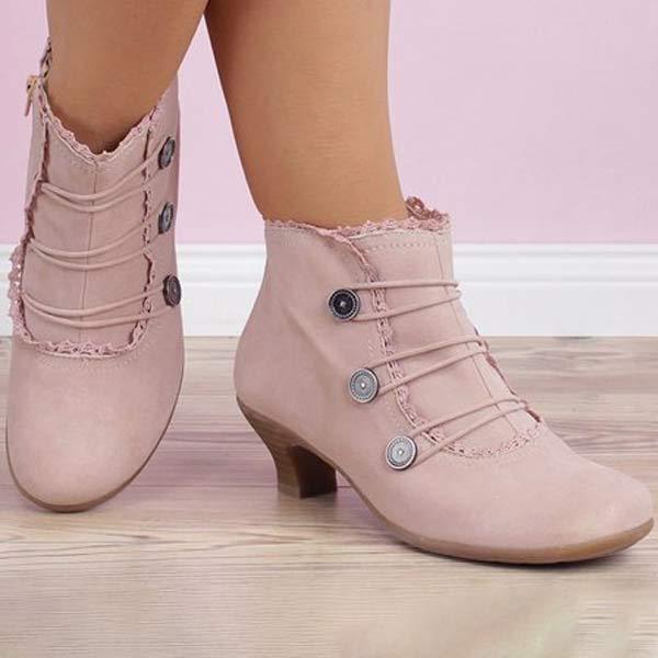 Lavinque Boots Rose / 36 Bottines rétro à boutons | Bottines | Élégance et confort intemporel