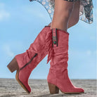 Lavinque Boots Rouge / 34 Bottes Western à Franges | Style Bohème & Élégance | Idéales pour Toutes Saisons