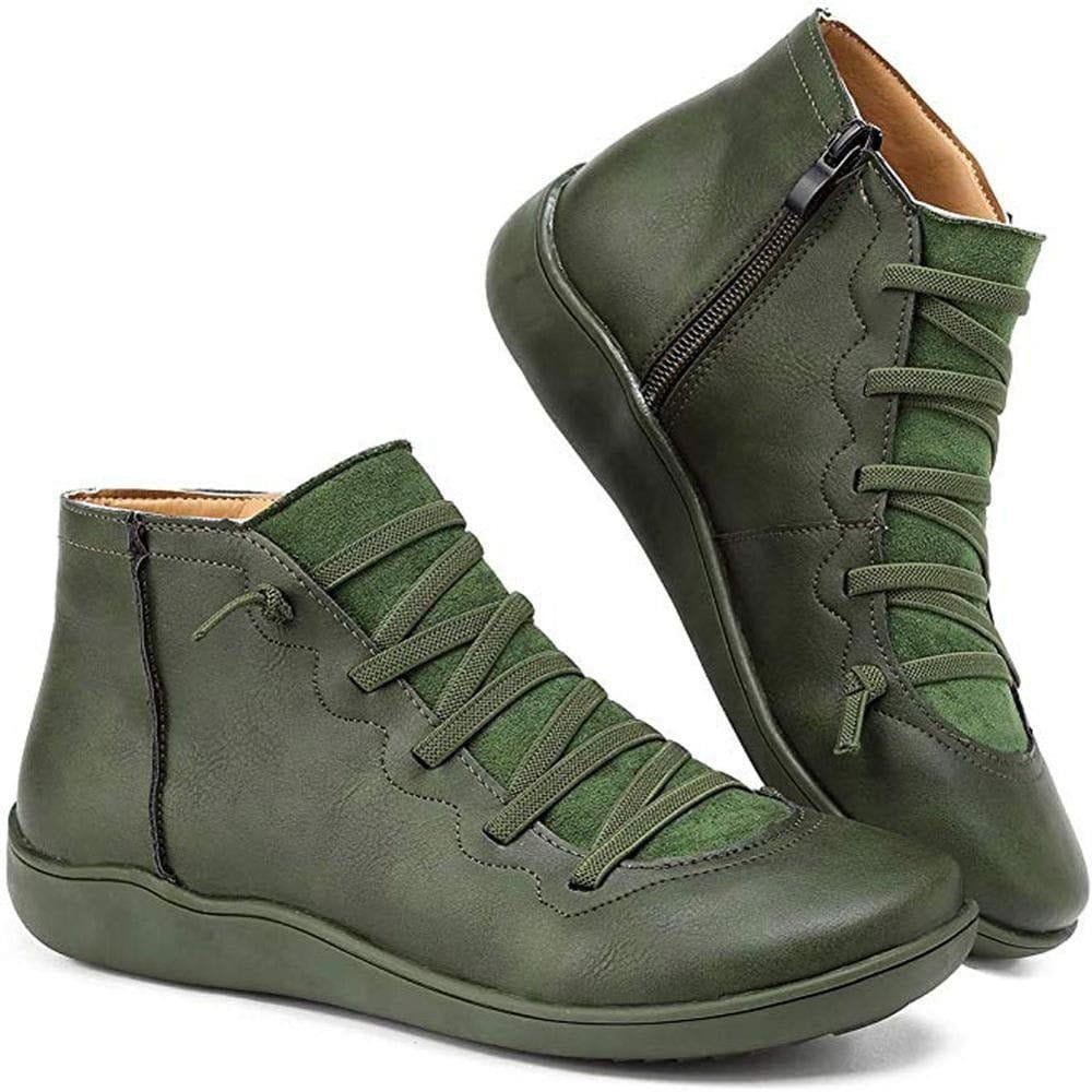 Lavinque Boots Vert / 34 Bottines Montantes en Cuir | Confort et Style Décontracté | Idéales pour l’Automne
