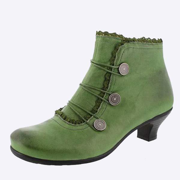 Lavinque Boots Vert / 36 Bottines rétro à boutons | Bottines | Élégance et confort intemporel