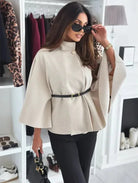 Lavinque cape Beige / S Cape Élégante Ceinturée | Col Haut | Chic et Intemporelle