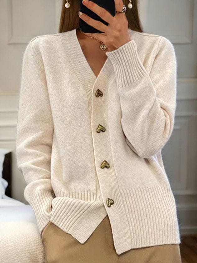 Lavinque Cardigan Abricot / S Cardigan en Maille | Boutons Décoratifs | Élégance et Confort