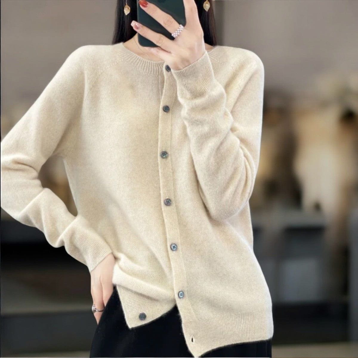 Lavinque Cardigan Beige / XS Cardigan Doux en Laine | Boutonné & Élégant | Confort et Style