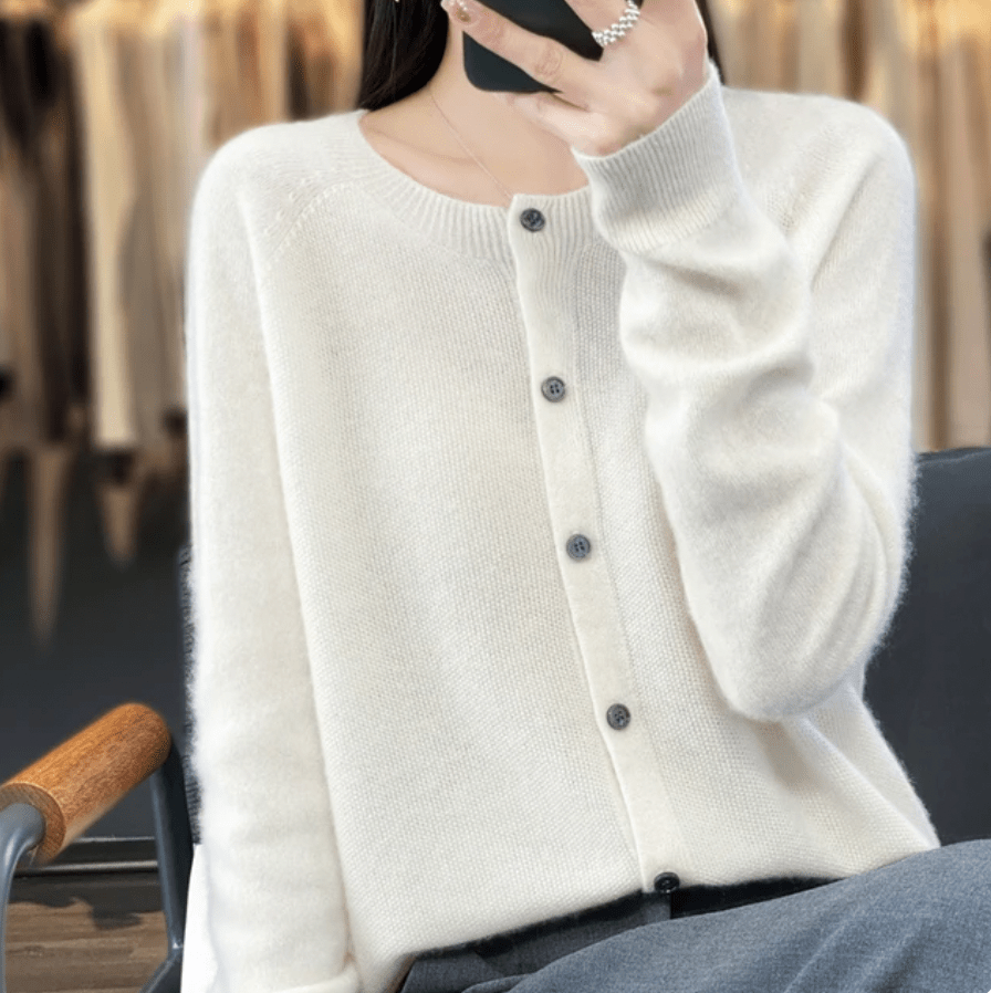 Lavinque Cardigan Blanc / XS Cardigan Doux en Laine | Boutonné & Élégant | Confort et Style