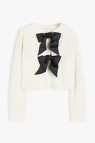 Lavinque Cardigan Blanc / XS Cardigan Texturé avec Nœuds | Élégant | Féminin et Chic