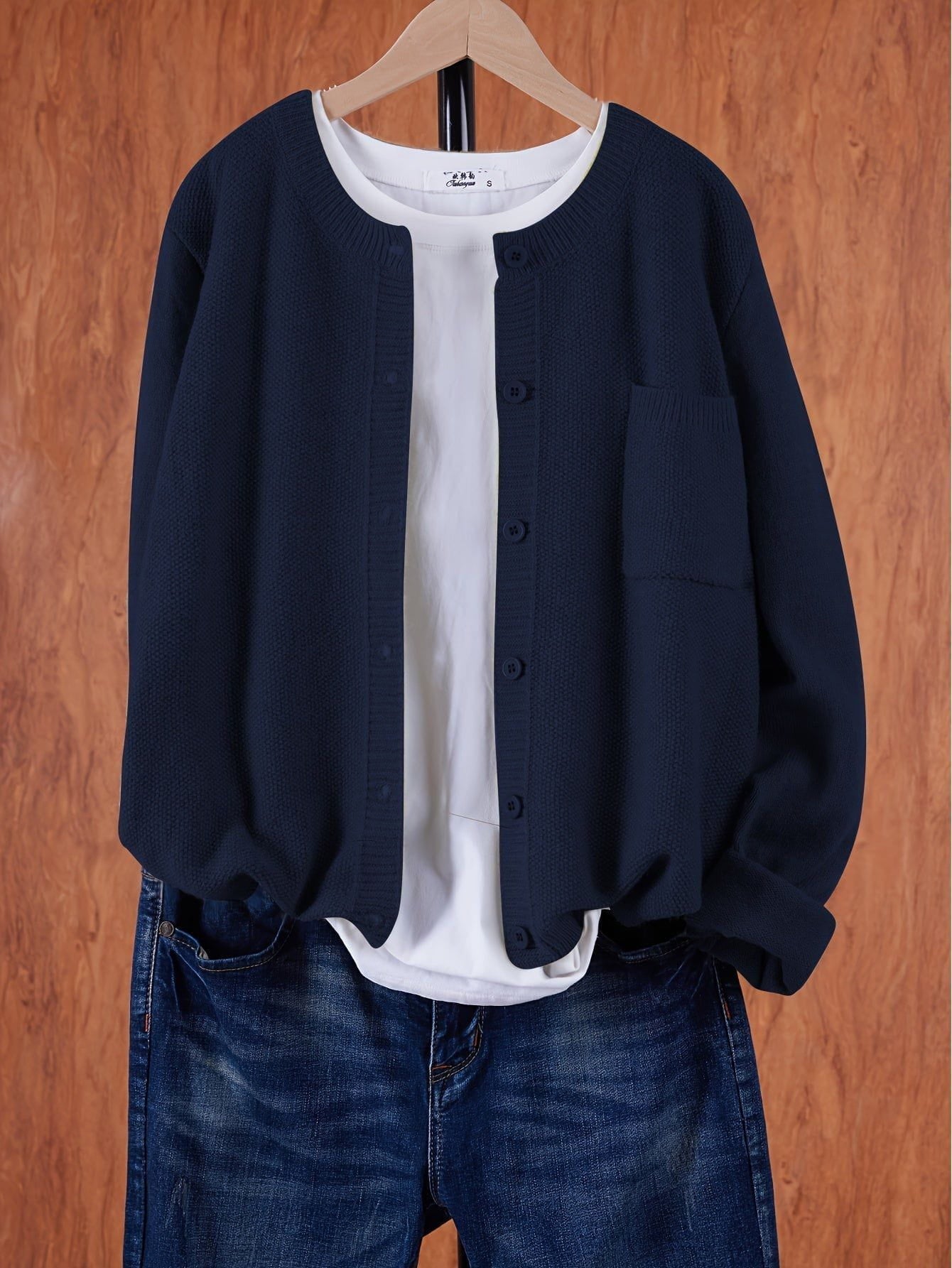 Lavinque Cardigan Bleu foncé / S Cardigan Oversize | Laine & Polyester | Doux et Tendance