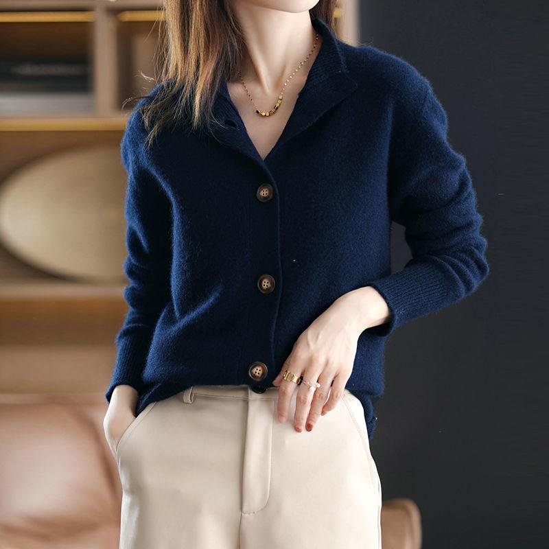 Lavinque Cardigan Bleu Marine / S Cardigan Élégant Boutonné | Noir | Doux et Chic