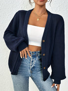 Lavinque Cardigan Bleu marine / XS Gilet Brique à Col V | Boutonné | Doux et Facile à Superposer