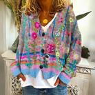 Lavinque Cardigan Bleu / S Cardigan Tricoté Bohème | Couleurs Vibrantes & Confort | Pièce Unique et Artistique