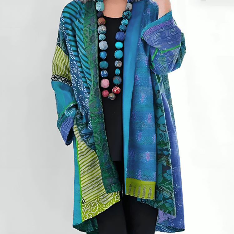 Lavinque Cardigan Bleu / S Kimono Bohème Multicolore | Léger et Fluide | Élégance Décontractée