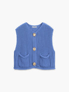 Lavinque Cardigan Bleu / XS Gilet Sans Manches Tricoté | Rouge | Tendance et Confortable