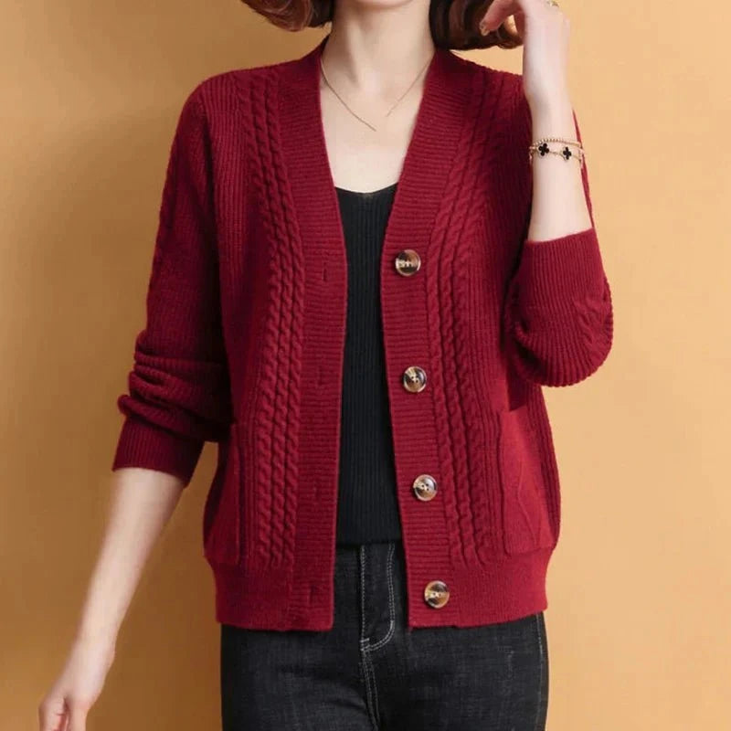 Lavinque Cardigan Bourgogne / S Cardigan Tricoté | Boutons Élégants | Chaleur et Raffinement