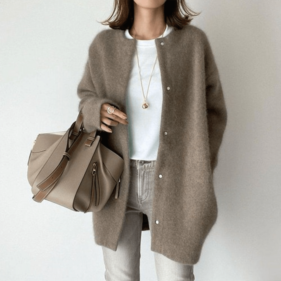 Lavinque Cardigan Café-brun / XS Cardigan Long Oversize | Doux & Élégant | Style Minimaliste