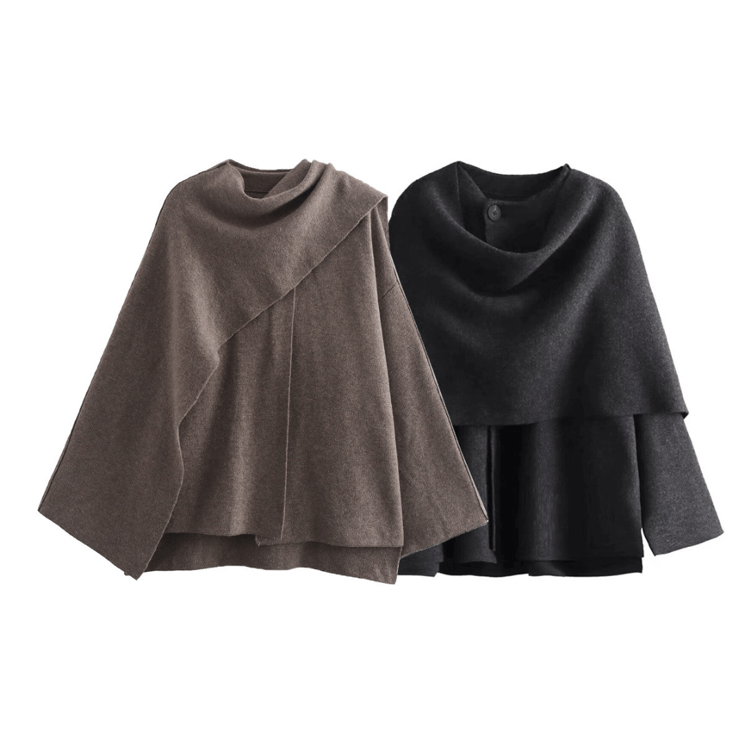 Lavinque Cardigan Cape Asymétrique en Laine | Élégance | Chaleur et Style Unique