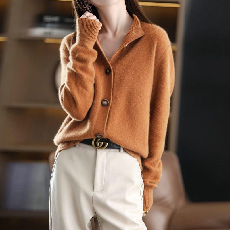 Lavinque Cardigan Caramel / S Cardigan Élégant Boutonné | Noir | Doux et Chic
