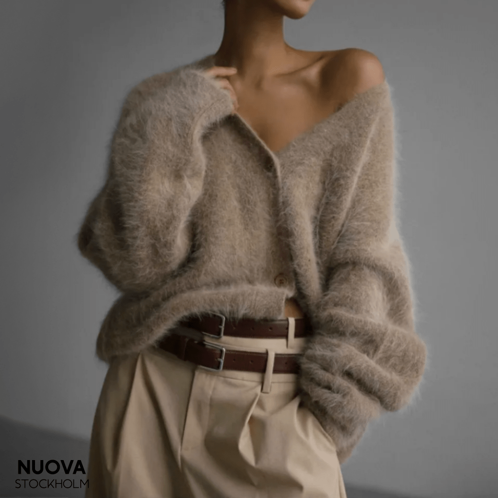 Lavinque Cardigan Cardigan Doux en Maille Poilue | Chaleur & Élégance Décontractée | Confort Absolu