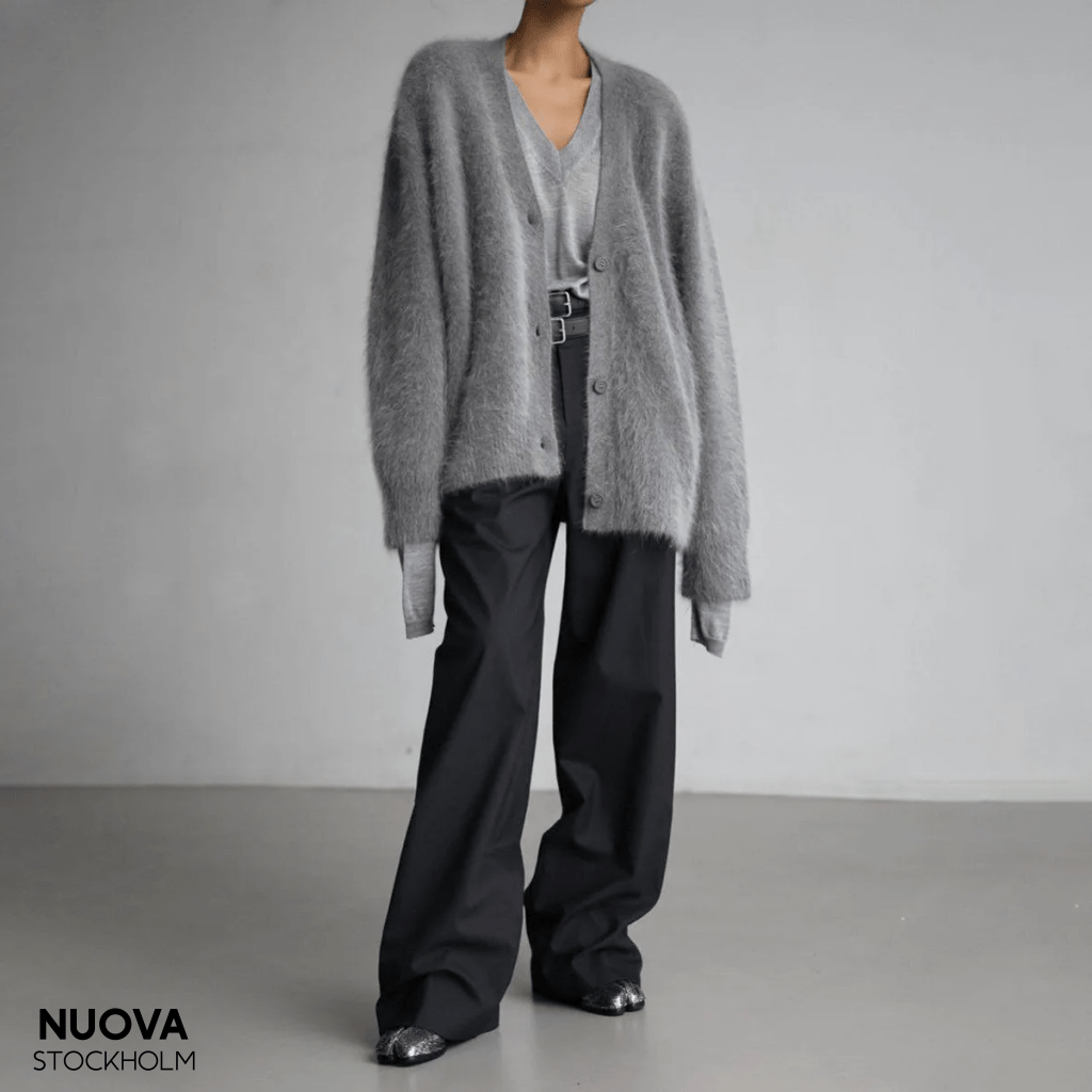 Lavinque Cardigan Cardigan Doux en Maille Poilue | Chaleur & Élégance Décontractée | Confort Absolu