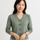 Lavinque Cardigan Cardigan Élégant | Fermeture Asiatique | Vert Clair Doux