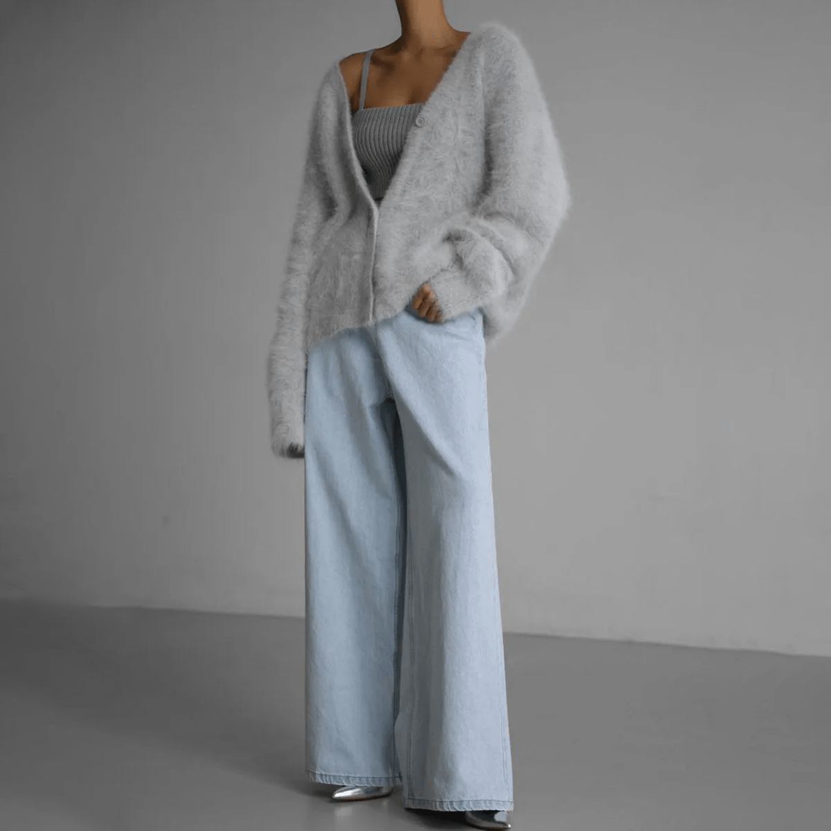 Lavinque Cardigan Cardigan en maille duveteuse | Beige | Chaleur et élégance cocooning