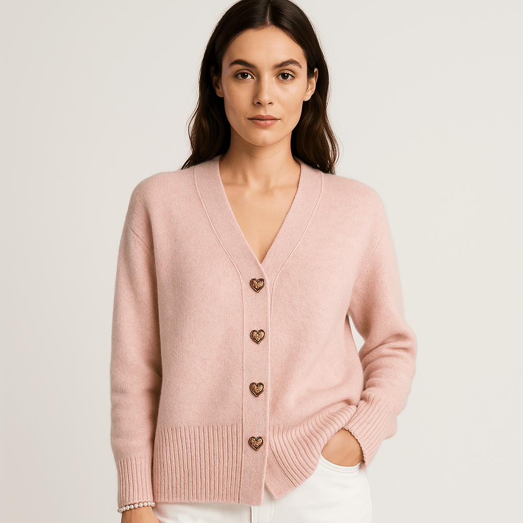 Lavinque Cardigan Cardigan Gris | Col V & Boutons Effet Écaille | Maille Douce et Élégante