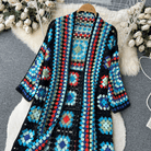 Lavinque Cardigan Cardigan Long au Crochet | Multicolore | Style Bohème et Authentique