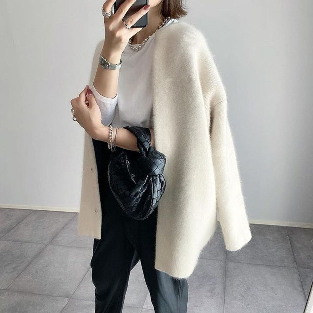 Lavinque Cardigan Cardigan Long Beige | Maille Duveteuse | Élégant & Confortable