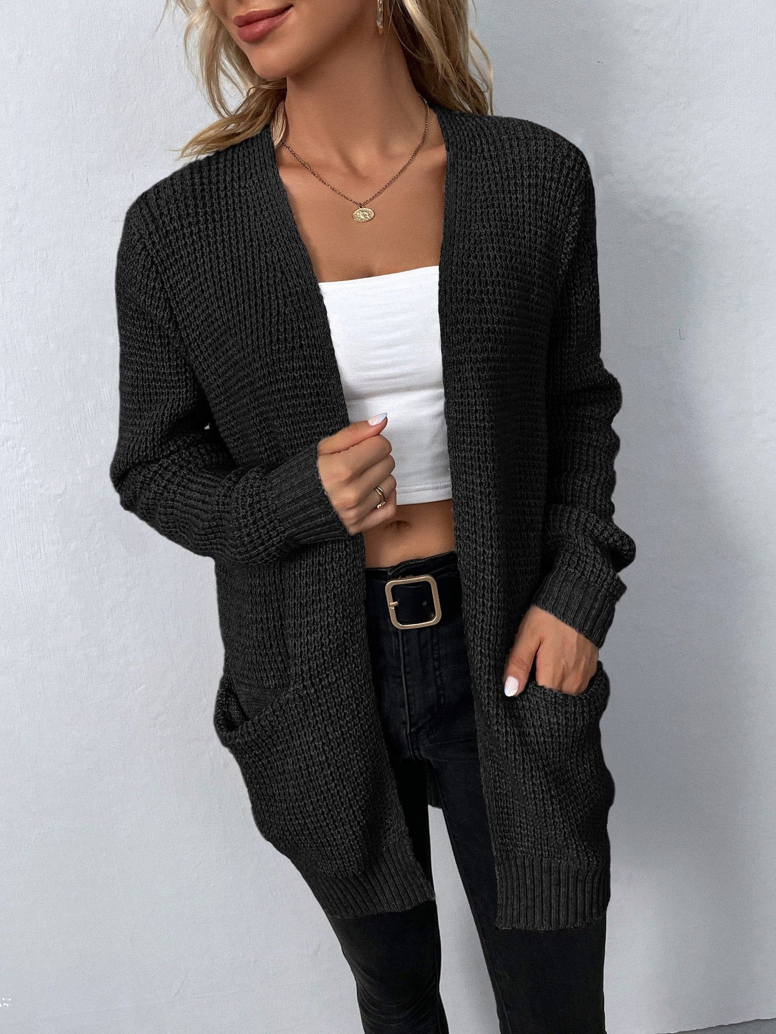 Lavinque Cardigan Cardigan Long en Maille | Doux & Confortable | Style Décontracté
