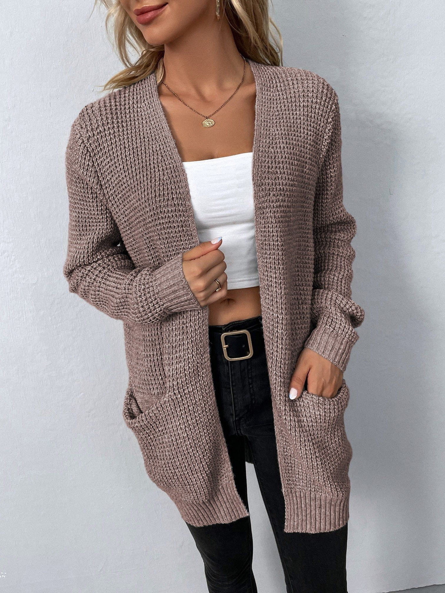 Lavinque Cardigan Cardigan Long en Maille | Doux & Confortable | Style Décontracté