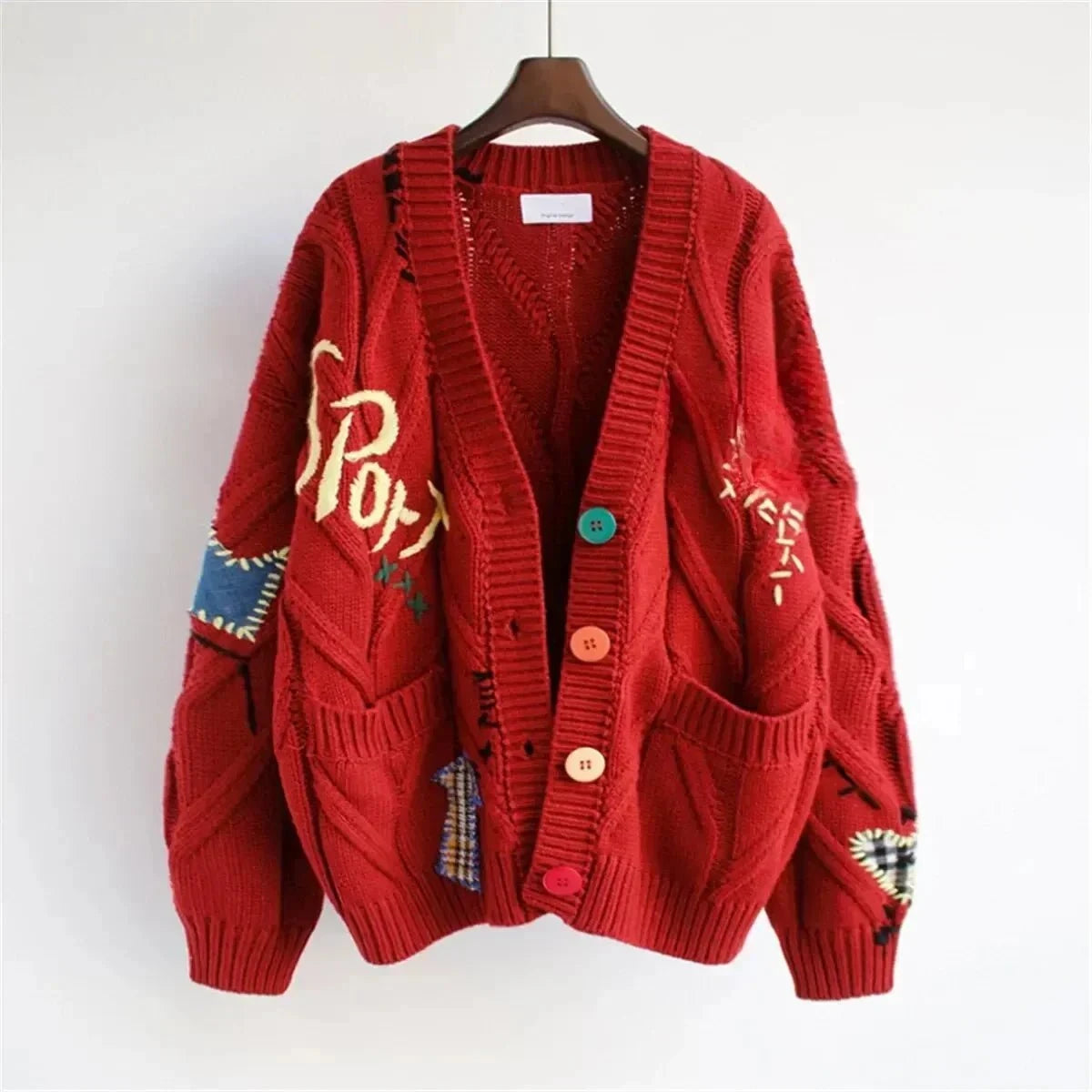 Lavinque Cardigan Cardigan Oversize | Tricot Épais | Style Unique et Coloré