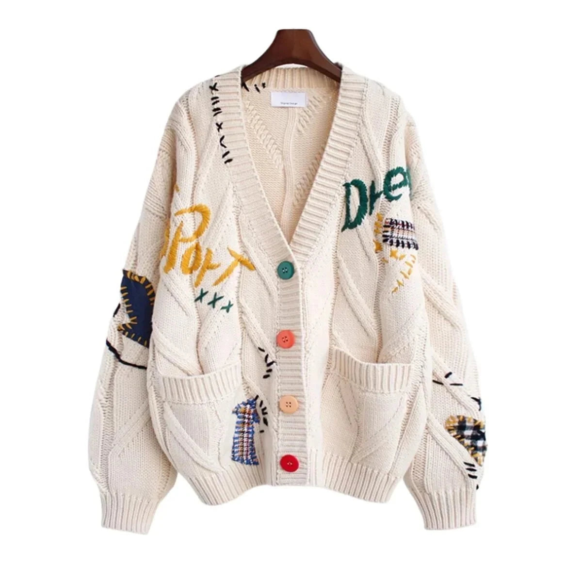 Lavinque Cardigan Cardigan Oversize | Tricot Épais | Style Unique et Coloré