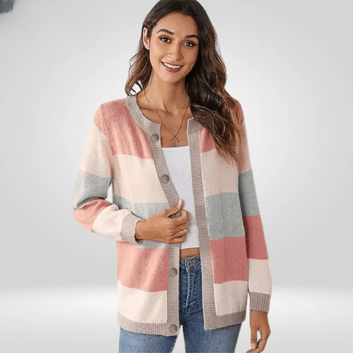Lavinque Cardigan Cardigan Rayé | Boutons Élégants | Douceur et Style Décontracté