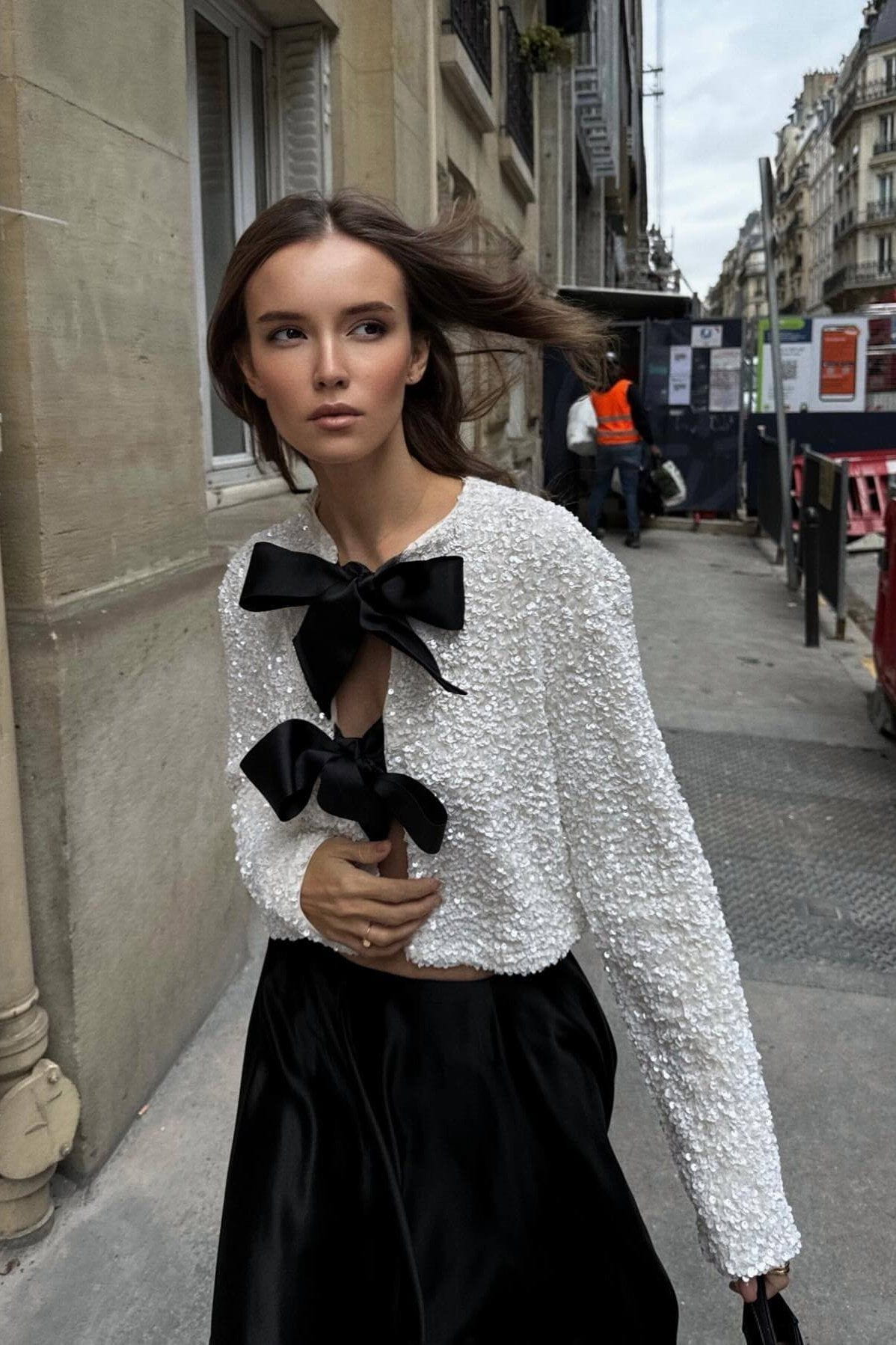 Lavinque Cardigan Cardigan Texturé avec Nœuds | Élégant | Féminin et Chic