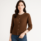 Lavinque Cardigan Gilet à Dentelle Élégant | Boutons Dorés | Maille Texturée Chic