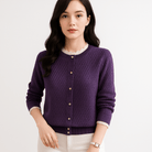 Lavinque Cardigan Gilet à Dentelle Élégant | Boutons Dorés | Maille Texturée Chic