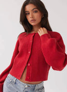 Lavinque Cardigan Gilet Court Rouge | Col Rond | Doux et Tendance