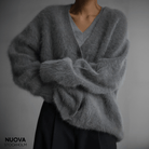 Lavinque Cardigan Gris foncé / S Cardigan Doux en Maille Poilue | Chaleur & Élégance Décontractée | Confort Absolu