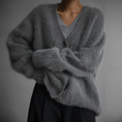 Lavinque Cardigan Gris foncé / S Cardigan en maille duveteuse | Beige | Chaleur et élégance cocooning