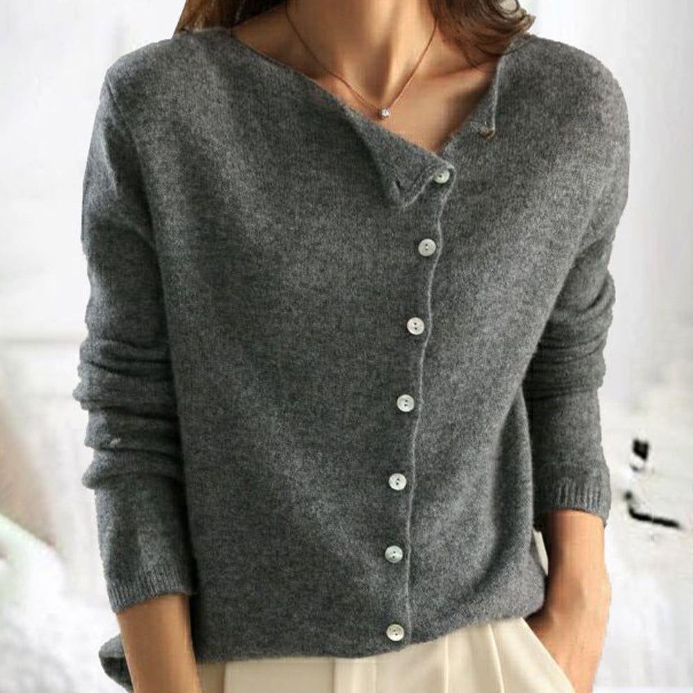 Lavinque Cardigan Gris / S Cardigan asymétrique boutonné | Cardigan | Élégance et confort
