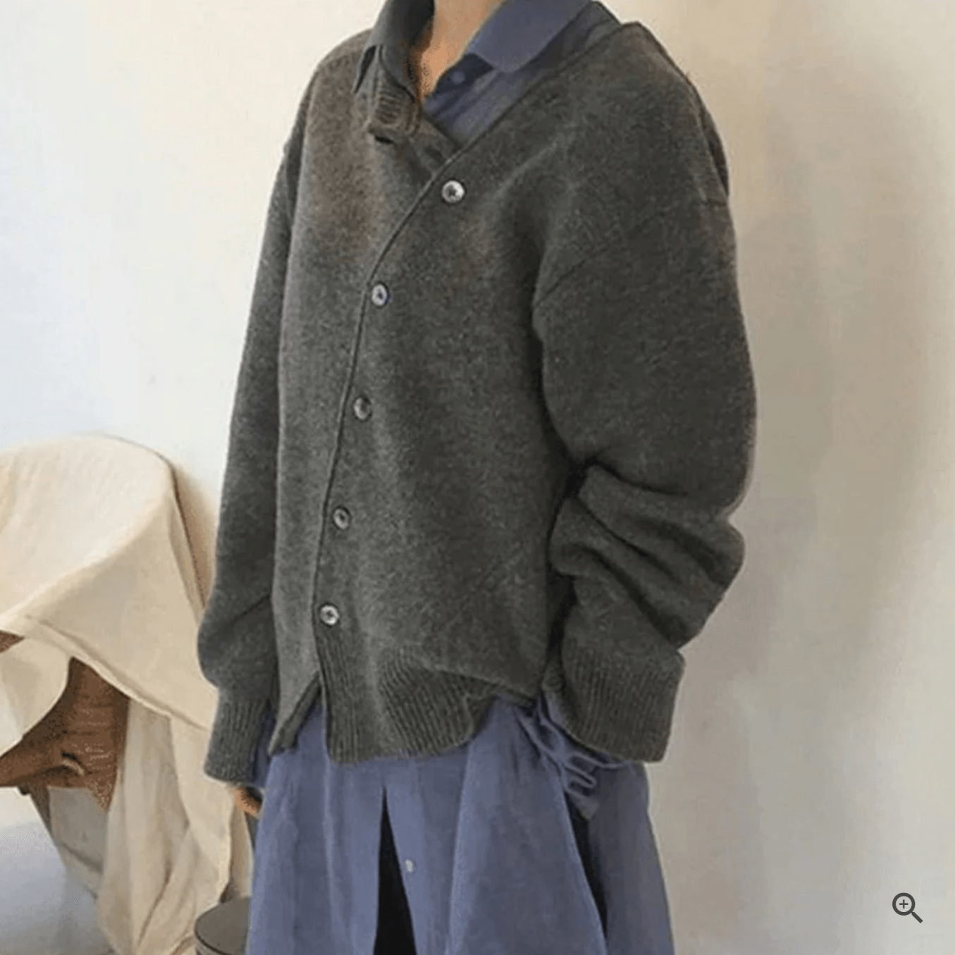 Lavinque Cardigan Gris / S Cardigan Asymétrique | Laine Douce | Élégance Décontractée