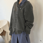Lavinque Cardigan Gris / S Cardigan Asymétrique | Laine Douce | Élégance Décontractée