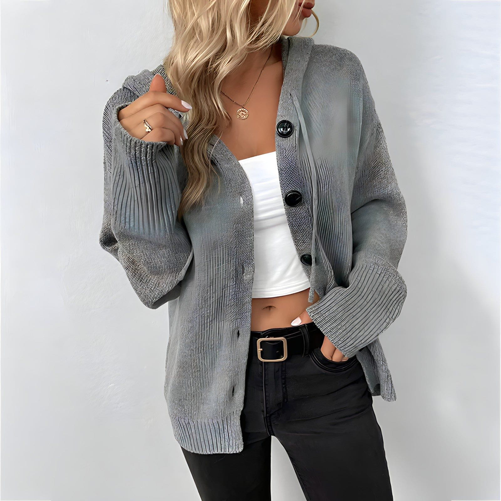 Lavinque Cardigan Gris / S Cardigan Boutonné | Chic | Confortable et Intemporel