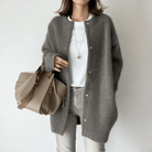 Lavinque Cardigan Gris / S Cardigan long en maille douce | Beige | Élégance et confort au quotidien