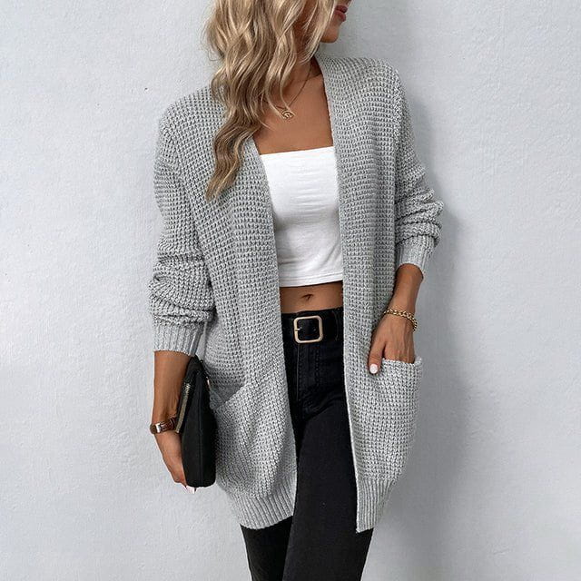 Lavinque Cardigan Gris / S Cardigan Long en Maille | Élégant | Doux et Confortable