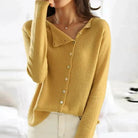 Lavinque Cardigan Jaune / S Cardigan Asymétrique | Boutons Élégants | Confort & Style