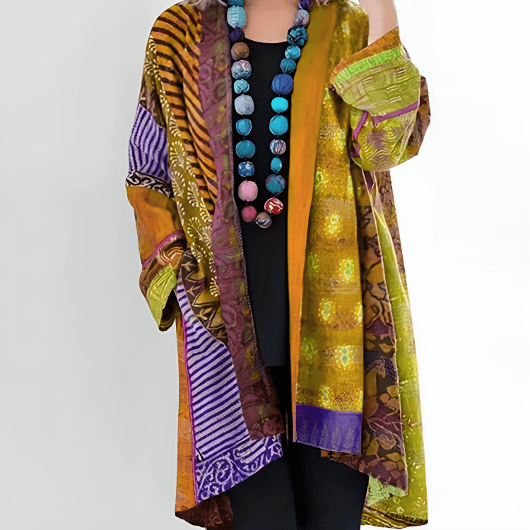 Lavinque Cardigan Jaune / S Kimono Bohème Multicolore | Léger et Fluide | Élégance Décontractée