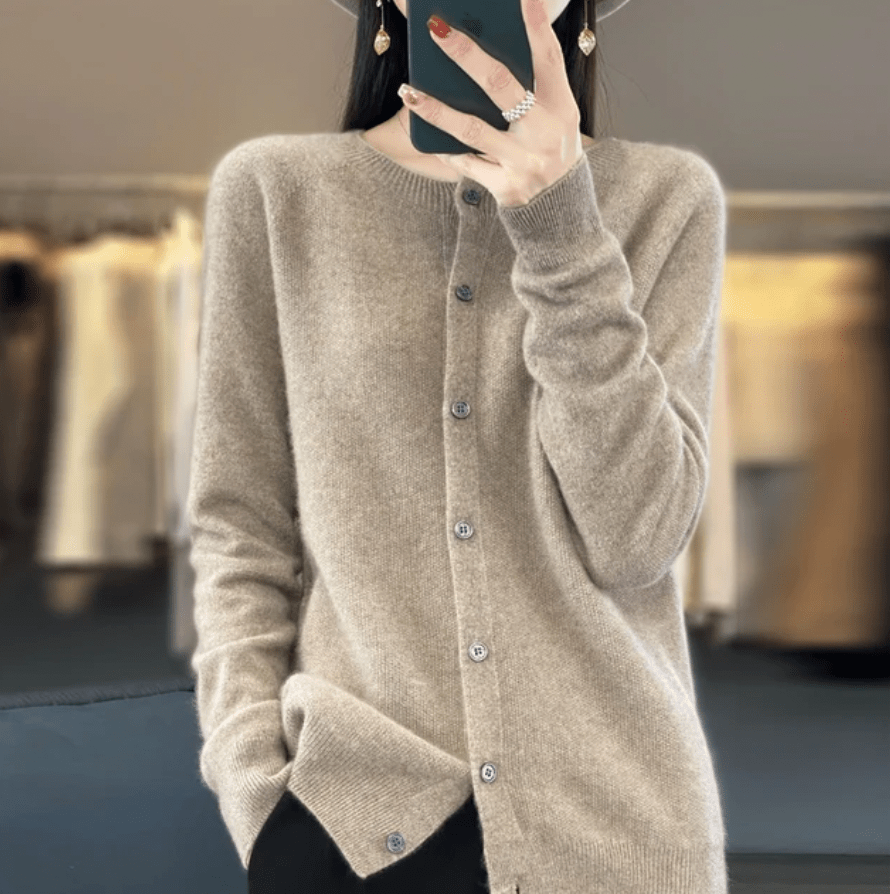 Lavinque Cardigan Kaki / XS Cardigan Doux en Laine | Boutonné & Élégant | Confort et Style