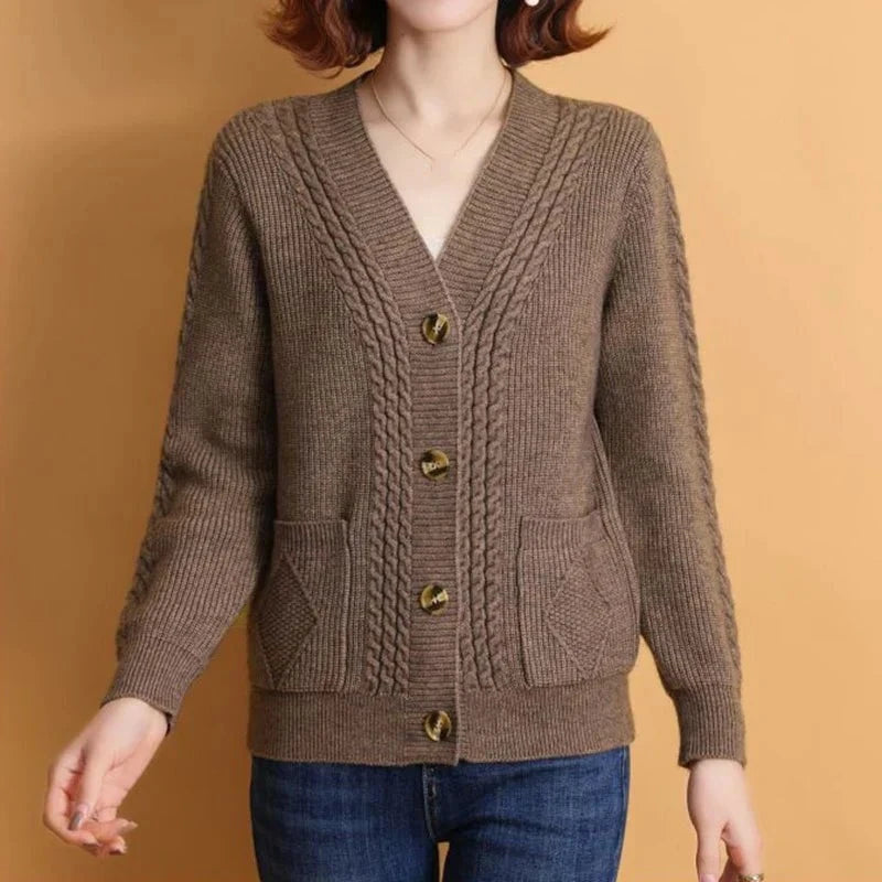 Lavinque Cardigan Koffie / S Cardigan Tricoté | Boutons Élégants | Chaleur et Raffinement