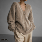 Lavinque Cardigan Marron / S Cardigan Doux en Maille Poilue | Chaleur & Élégance Décontractée | Confort Absolu